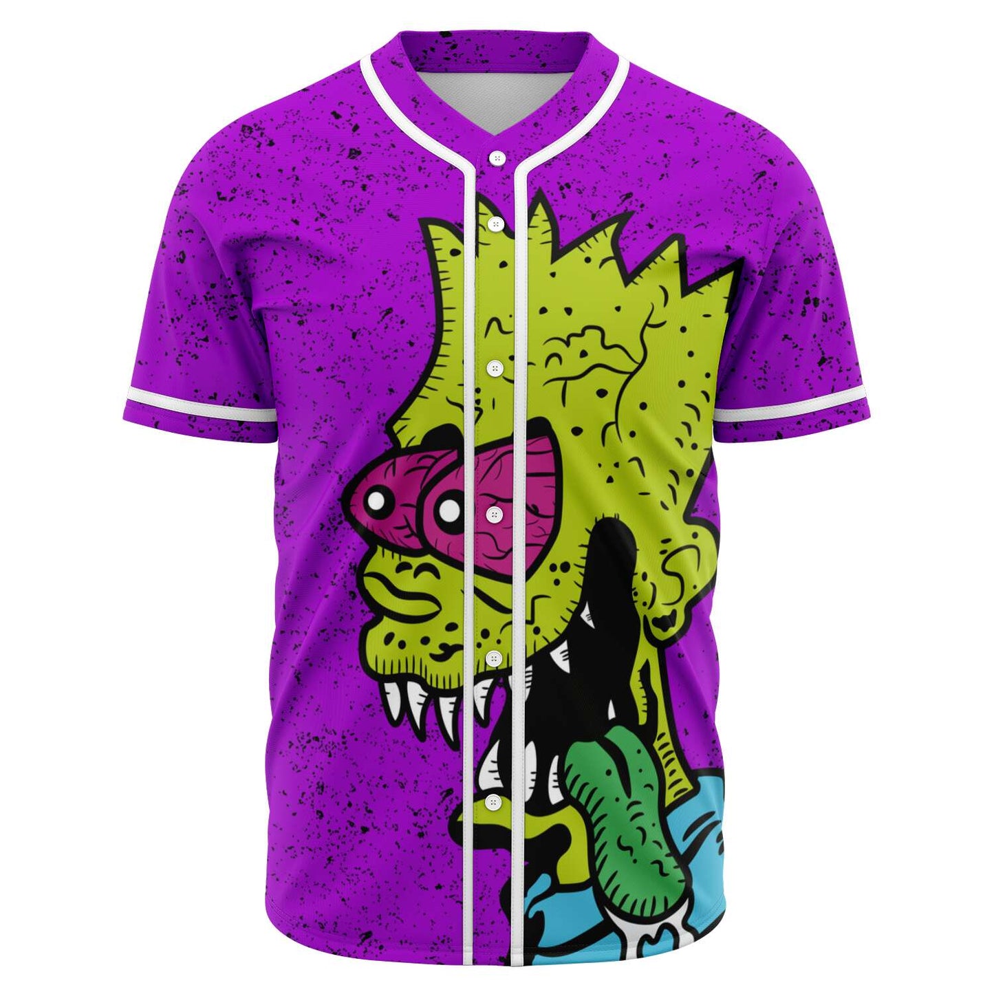 Bright Purple Cartoon Zombie Rave Baseball Jersey