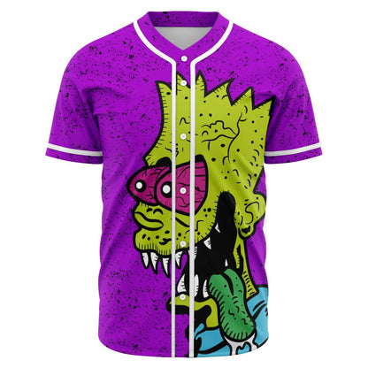 Bright Purple Cartoon Zombie Rave Baseball Jersey