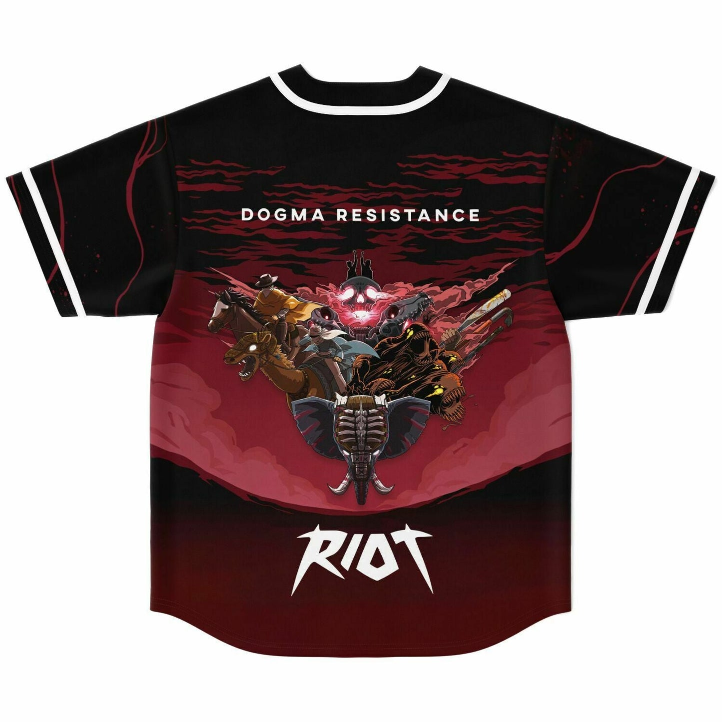 RIOT Black Marbled Red Rave Baseball Jersey