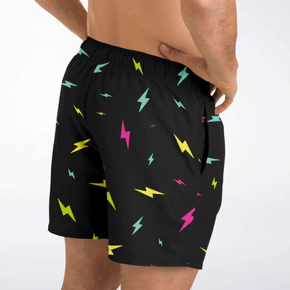 Black Scattered Lightning Rave Swim Trunks