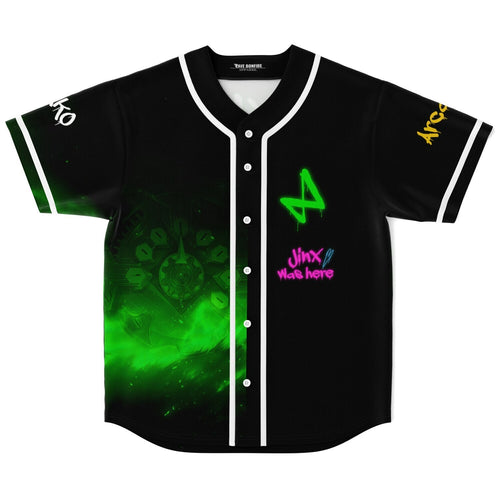 Black Glowing Green Rave Baseball Jersey