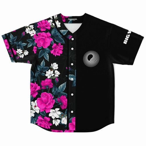 BIG WILD Black Roses Floral Rave Baseball Jersey