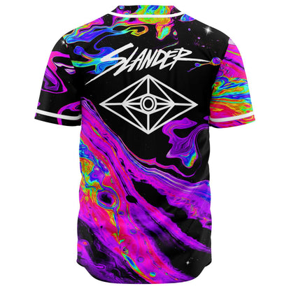 SLANDER Black Psychedelic Liquid Rave Baseball Jersey