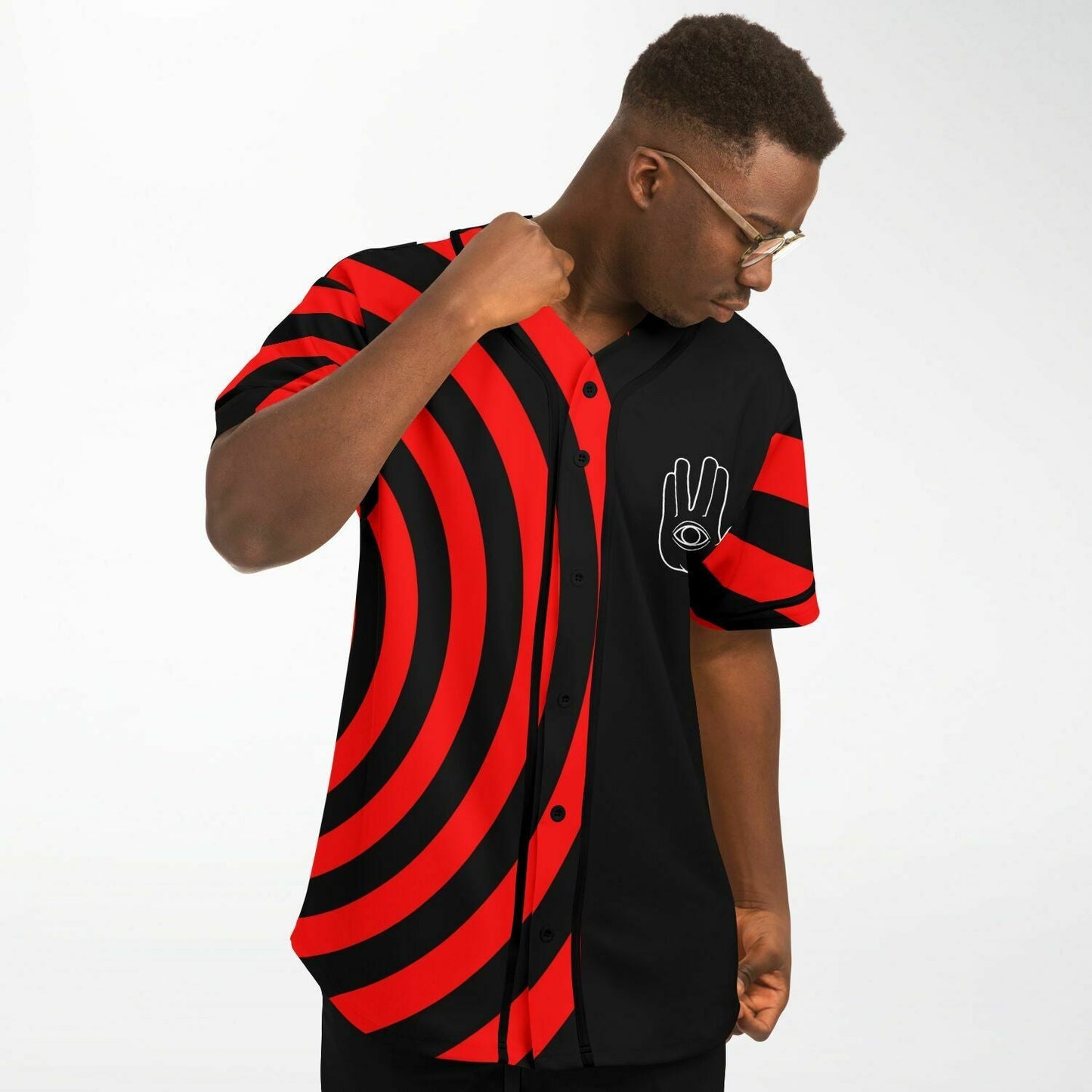Black Bright Hypnotic Concentric Rave Baseball Jersey