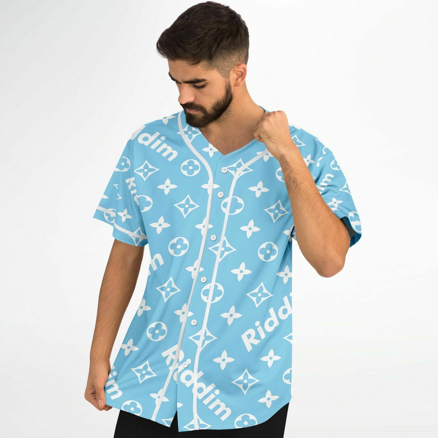 Light Sky Luxury Monogram Rave Baseball Jersey