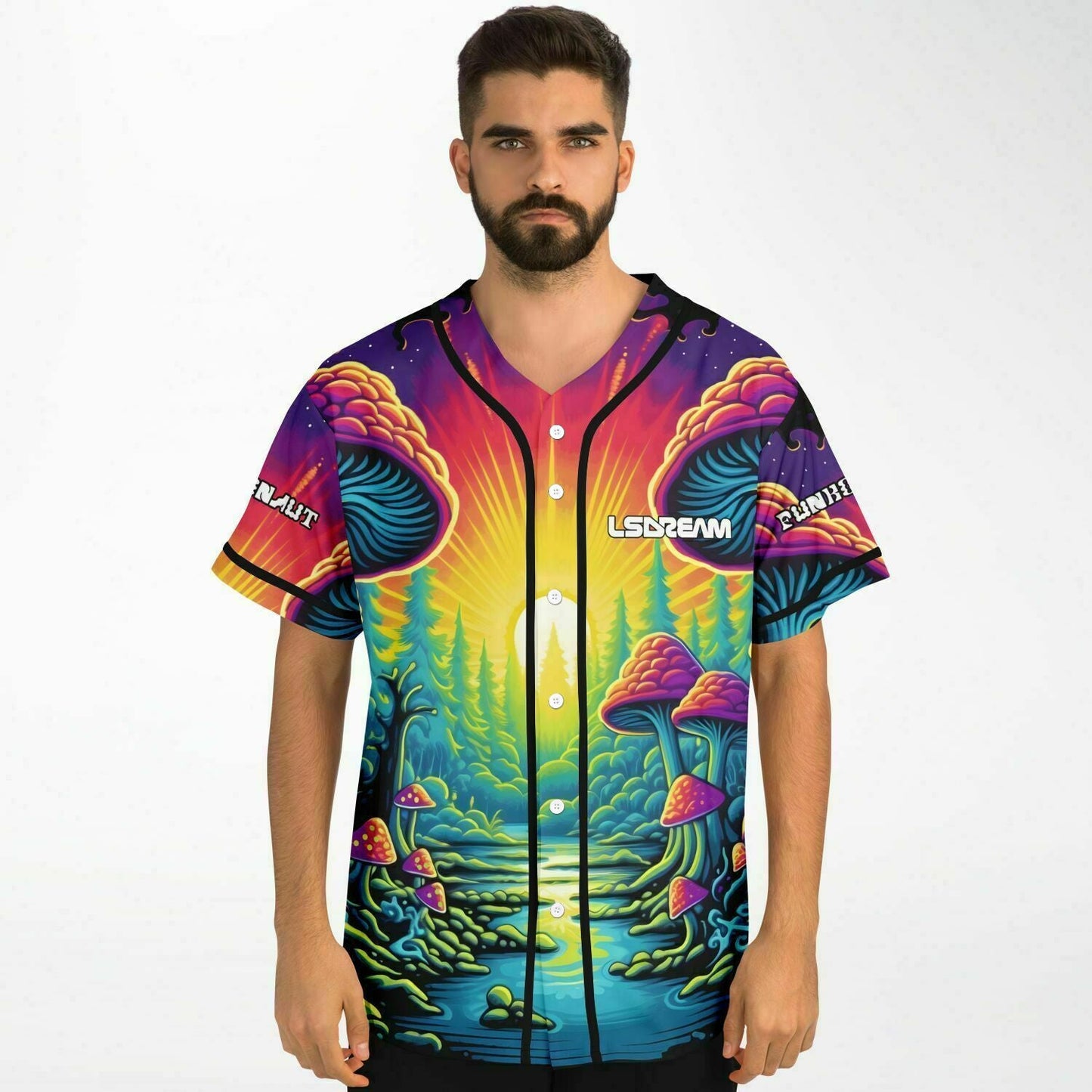 GRIZ Vivid Rainbow Psychedelic Mushroom Rave Baseball Jersey