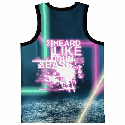 Dark Teal Black Cat Rave Basketball Jersey