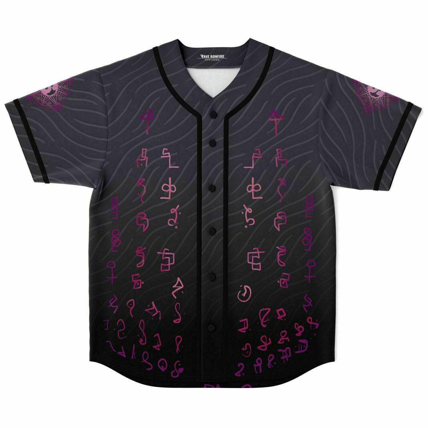 Black Charcoal Mystical Arcane Rave Baseball Jersey