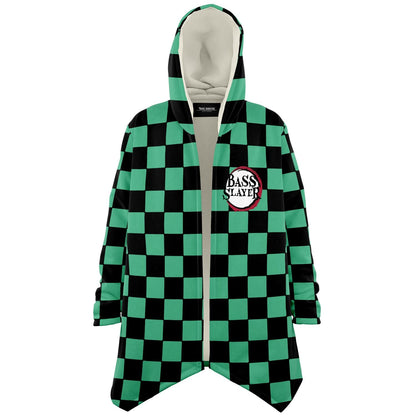 Teal Green Black Checkered Rave Cloak