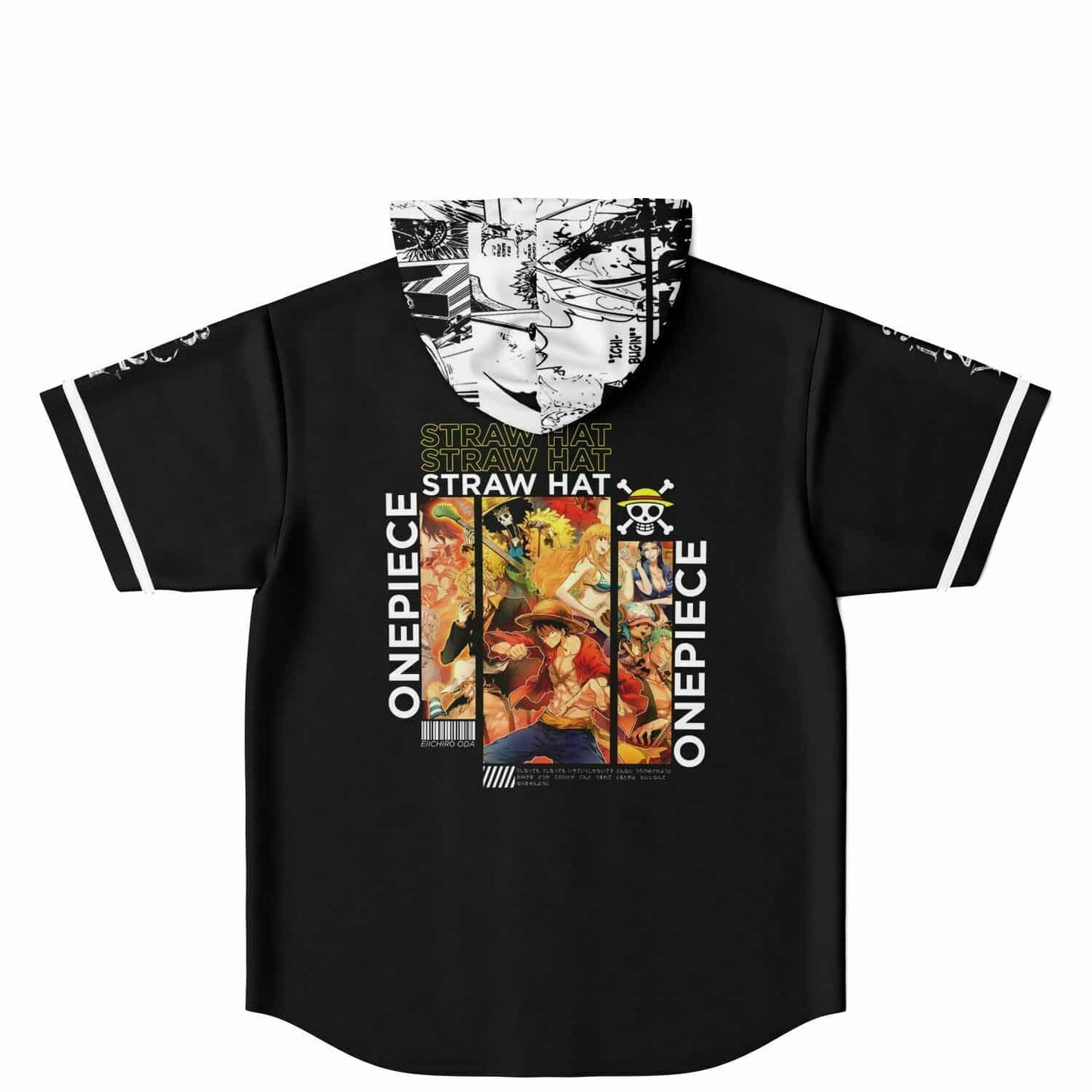 Black One Piece Rave Hooded Baseball Jersey
