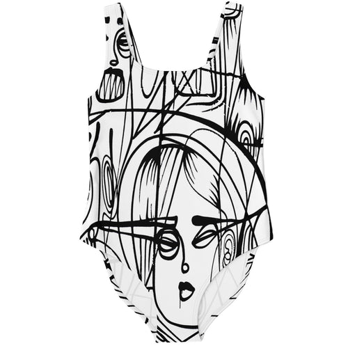 White Abstract Sketchy Rave Swimsuit