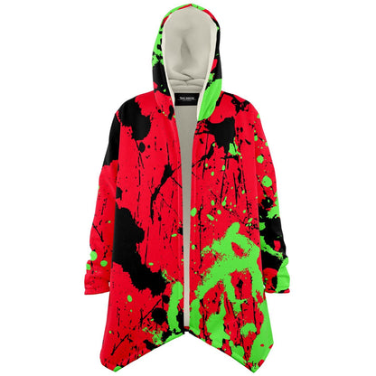 Bright Red Abstract Paint Rave Cloak