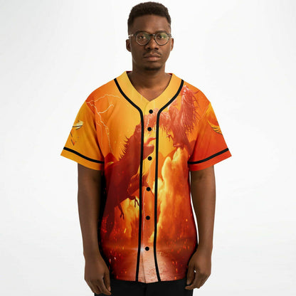Fiery Orange Two Dragons Rave Baseball Jersey