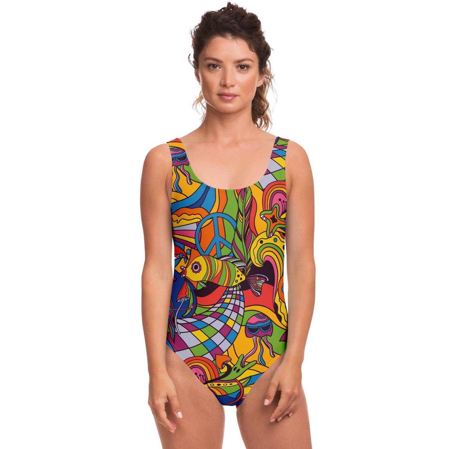 Bright 1960S Psychedelic Rave Swimsuit