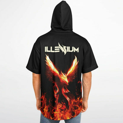 Illenium Black Flaming Phoenix Rave Hooded Baseball Jersey