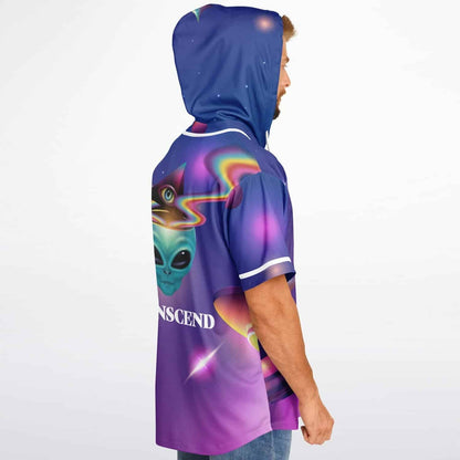 Purple Blue Grey Alien Rave Hooded Baseball Jersey