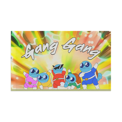Vivid Rainbow Cartoon Turtle Rave Flag