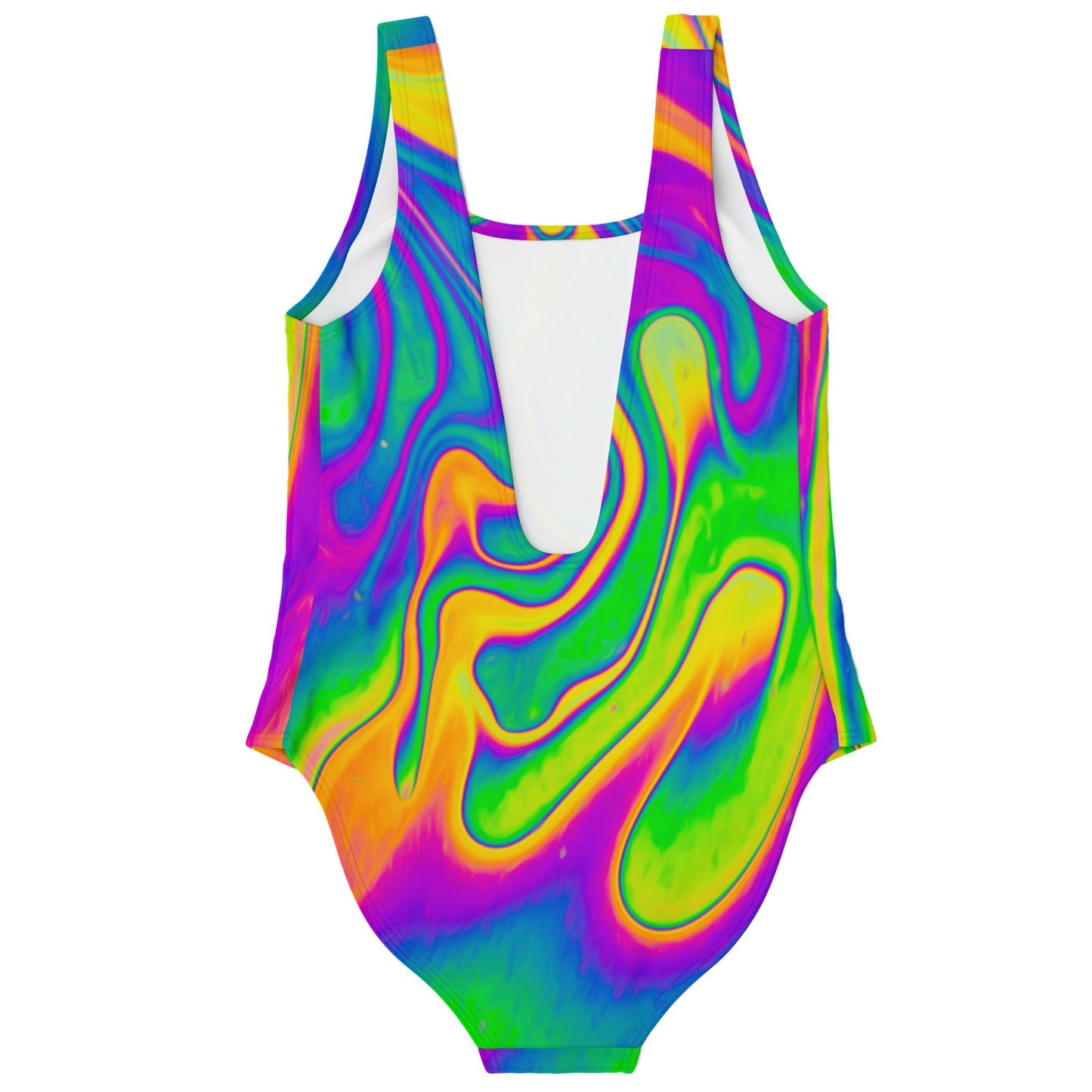 Rainbow Swirl Liquid Marbled Rave Swimsuit