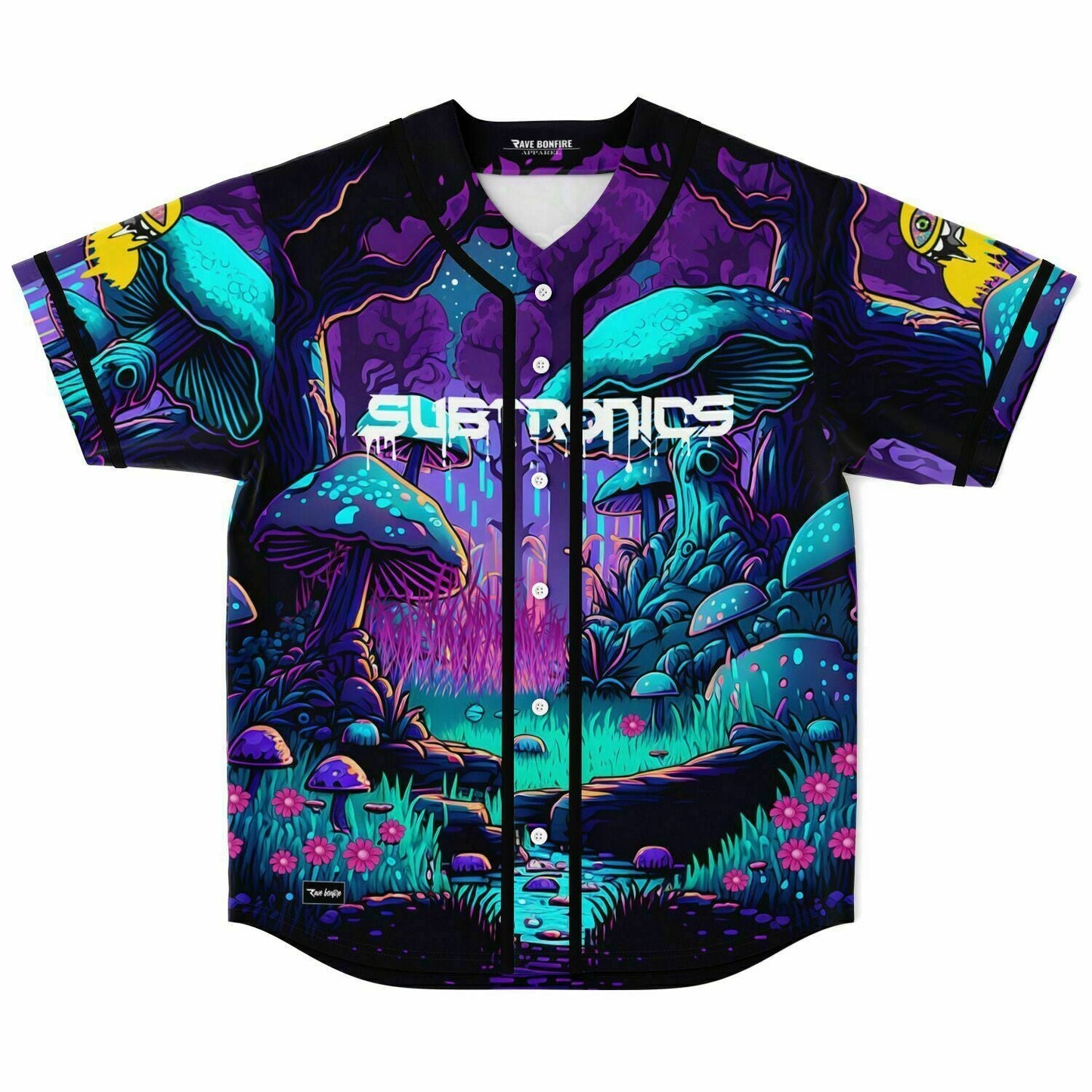 Subtronics Black Psychedelic Glowing Rave Baseball Jersey