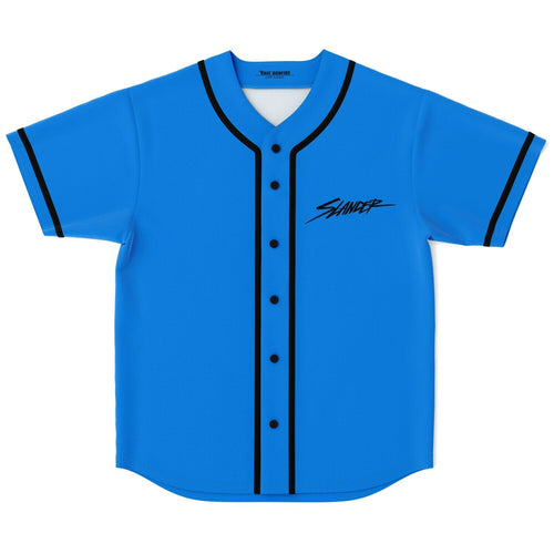 SLANDER Bright Blue ‘Slander’ Brush Rave Baseball Jersey