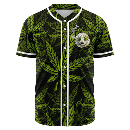 Green Cannabis Leaf Rave Baseball Jersey