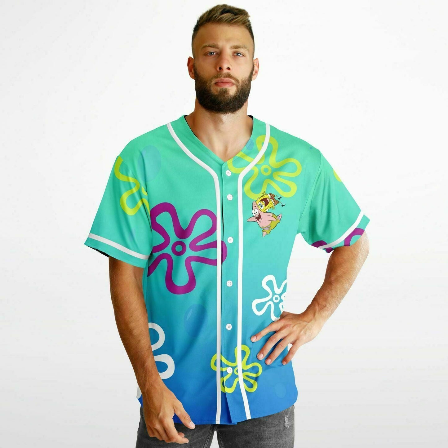 SpongeBob Festy Bestie Cartoon Reversible Baseball Jersey