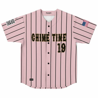 Chime Light Pink Pinstripe Baseball Rave Baseball Jersey