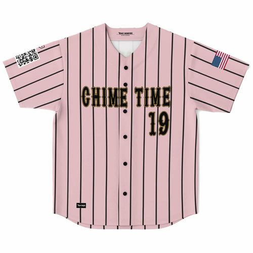 Chime Light Pink Pinstripe Baseball Rave Baseball Jersey