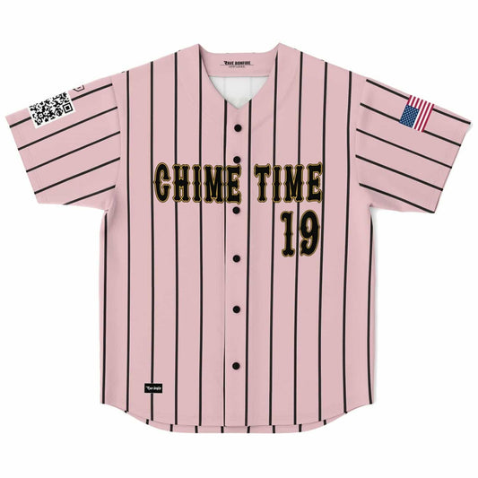 Chime Light Pink Pinstripe Baseball Rave Baseball Jersey