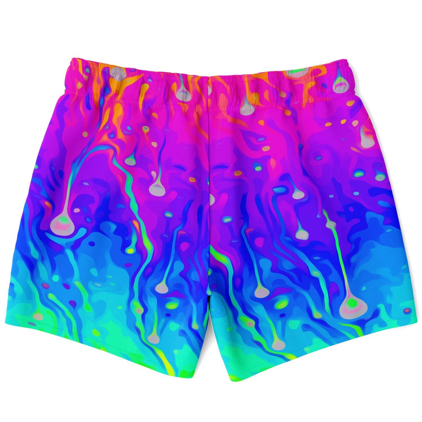 Hot Pink Dripping Fluid Rave Swim Trunks