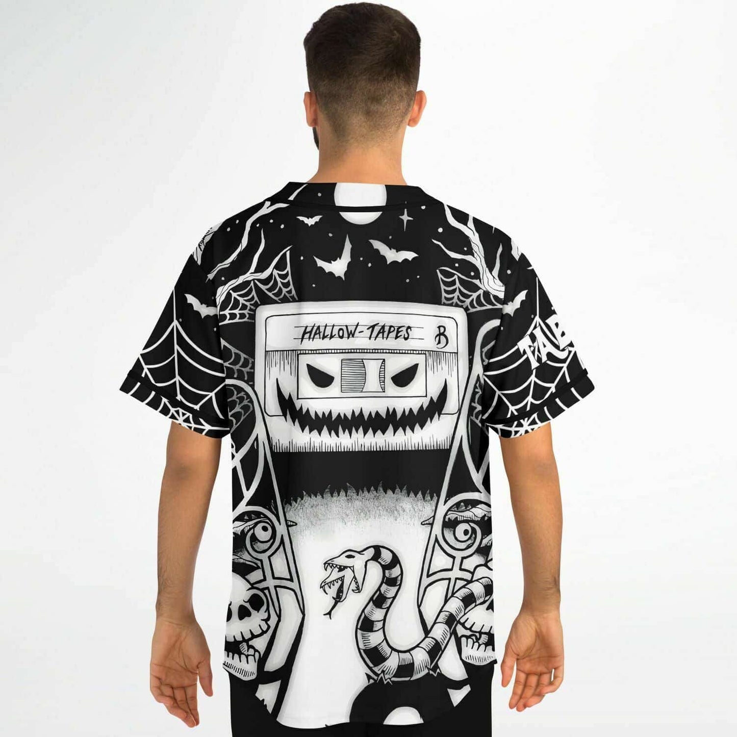 Black White Halloween Scene Rave Baseball Jersey