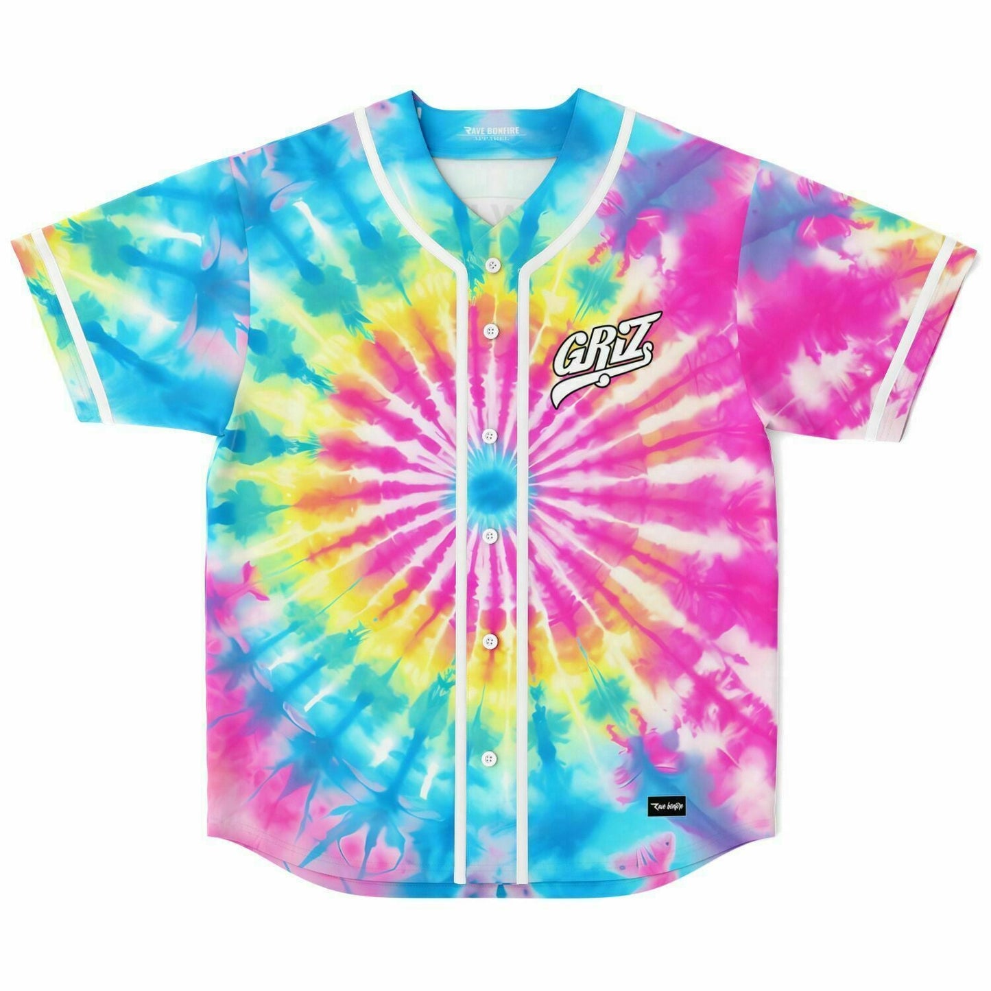 GRiZ Rainbow Tie Spiral Sunburst Rave Baseball Jersey