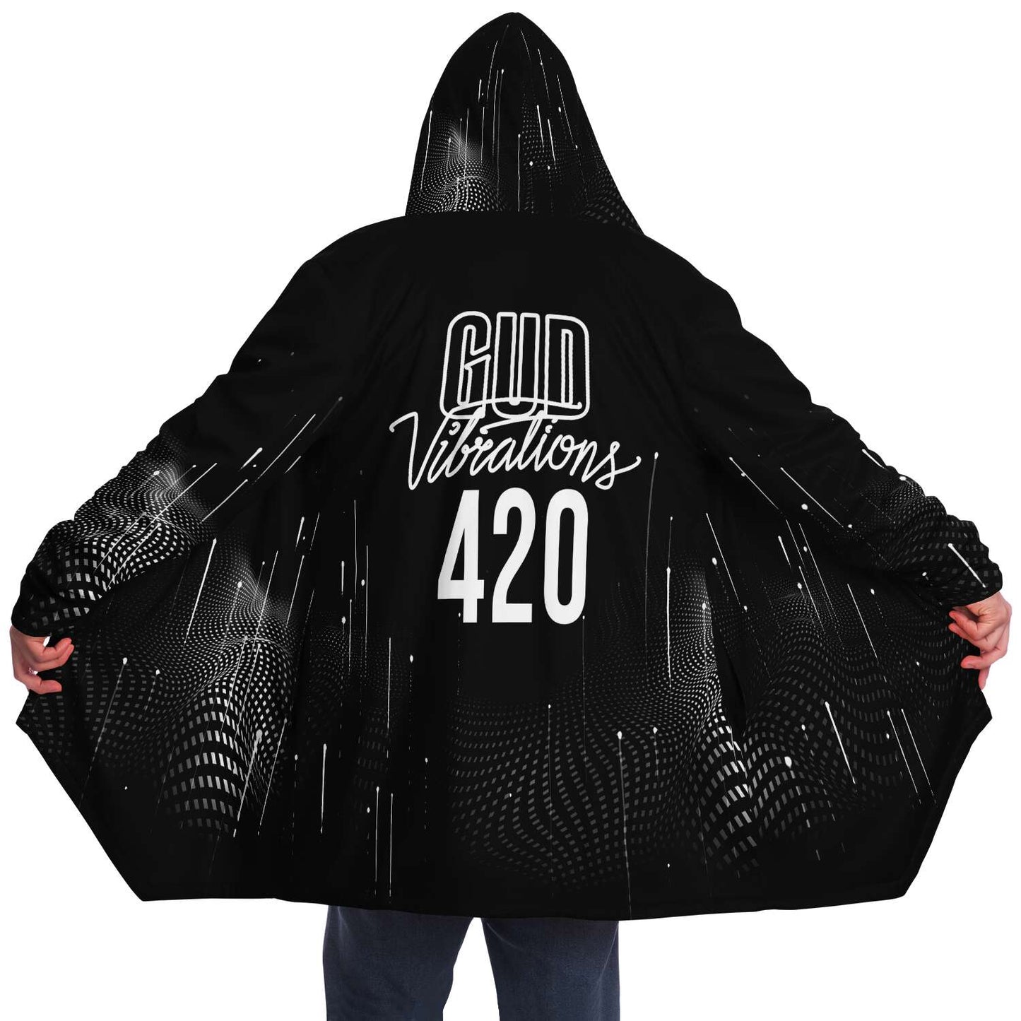 Gud Vibrations Black Halftone Dot Rave Cloak