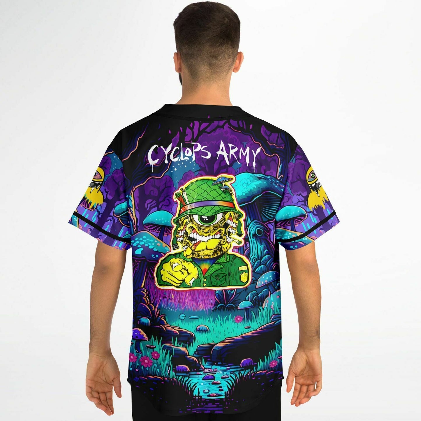 Subtronics Black Psychedelic Glowing Rave Baseball Jersey