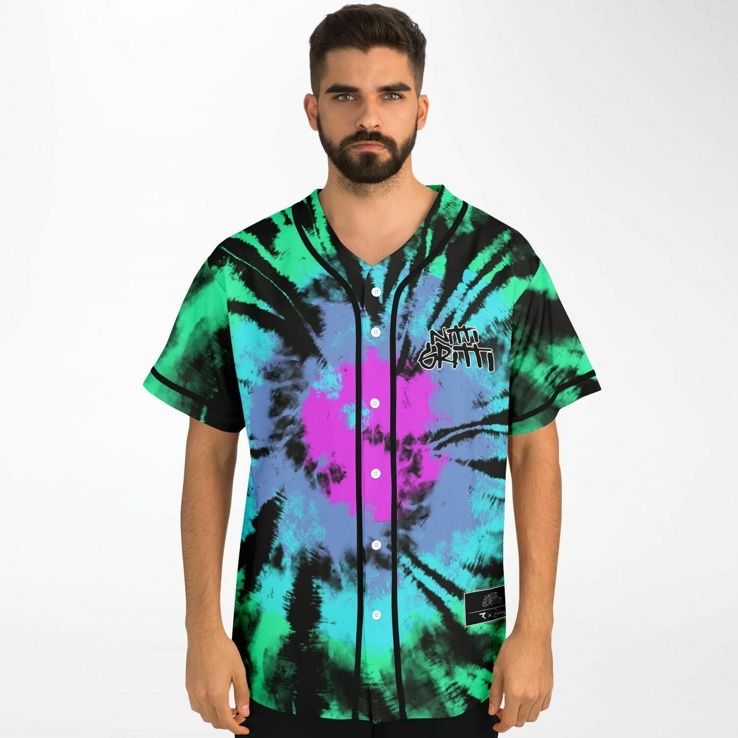 Nitti Gritti Green Spiral Tie Rave Baseball Jersey