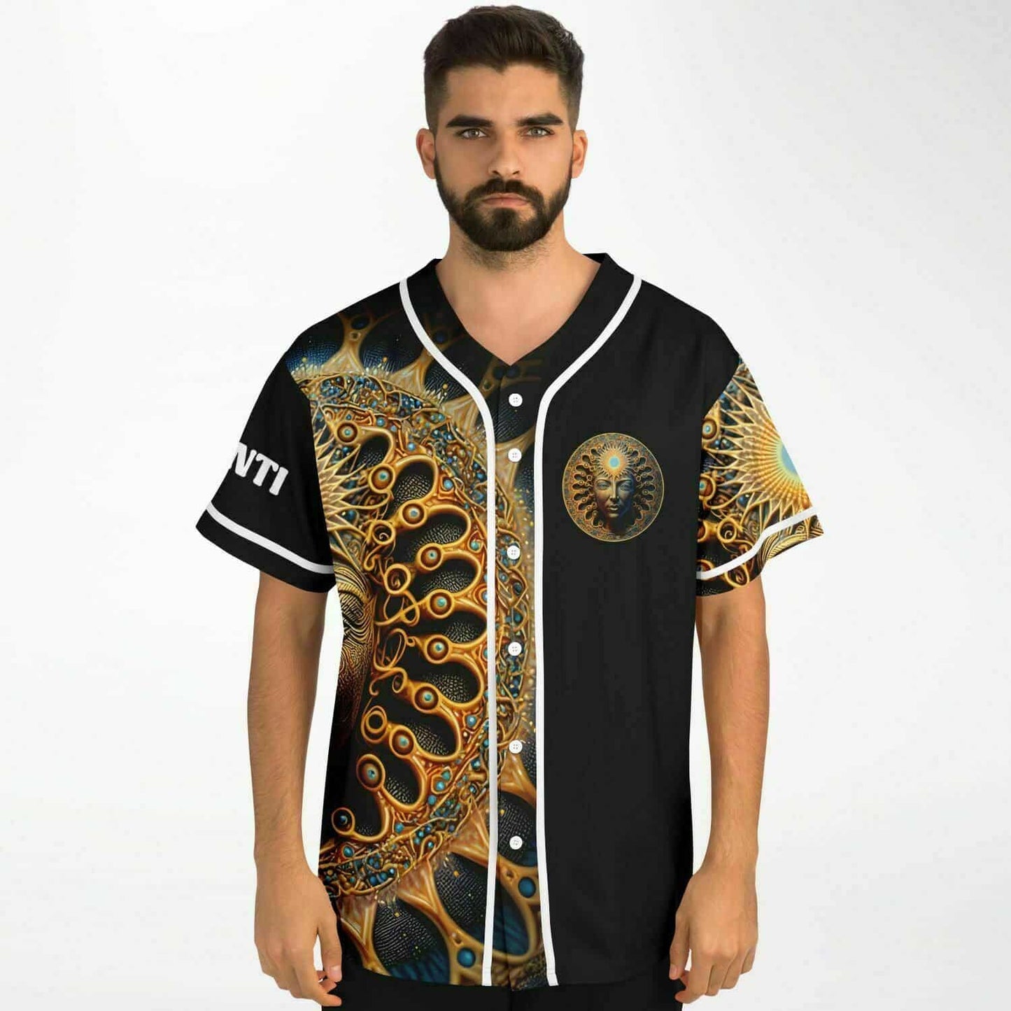 Black Ornate Divine Rave Baseball Jersey