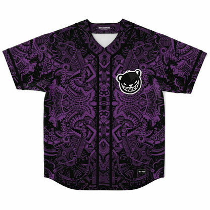 Bear Bass Purple Black Dense Symmetrical Rave Baseball Jersey