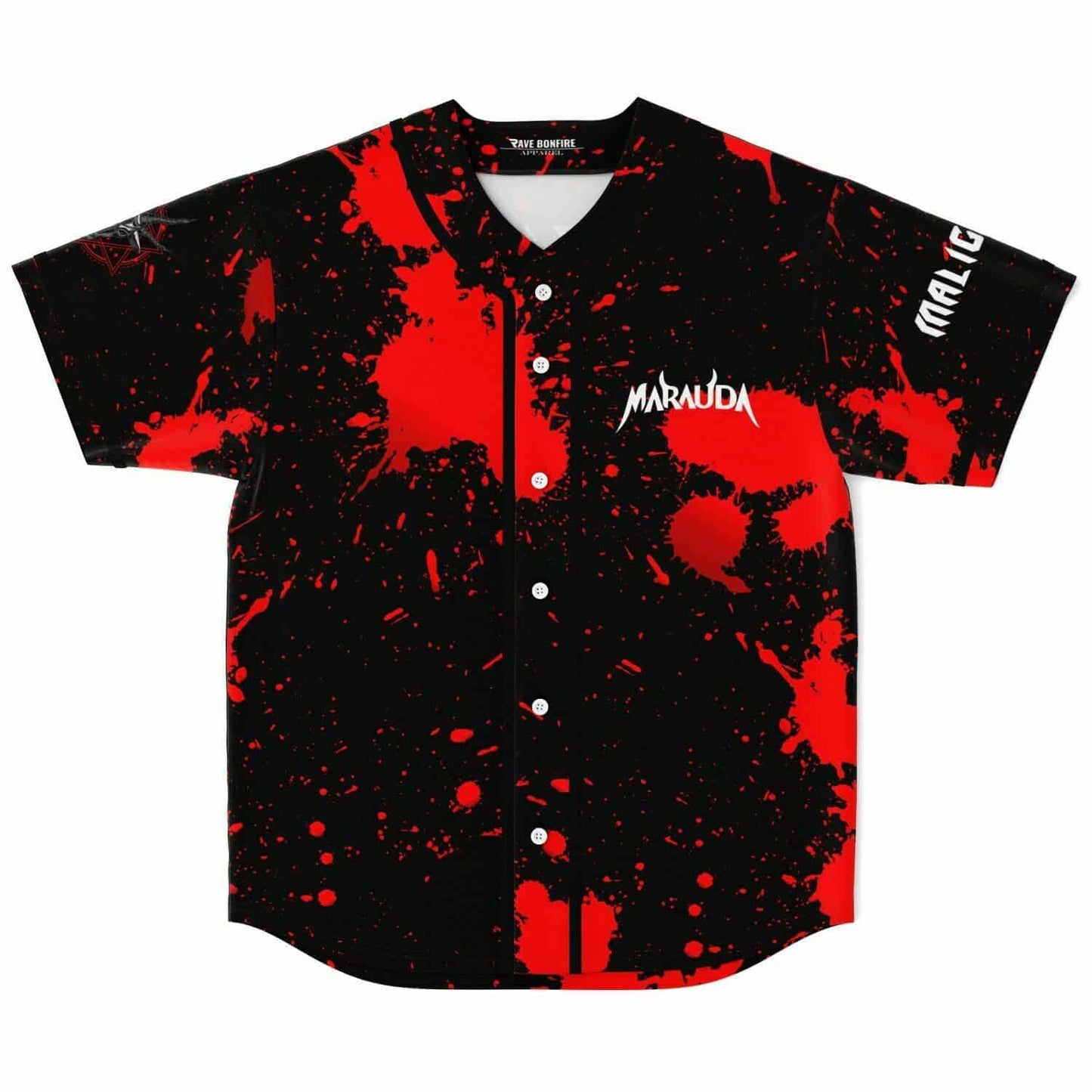 Marauda Black Blood Splatter Rave Baseball Jersey