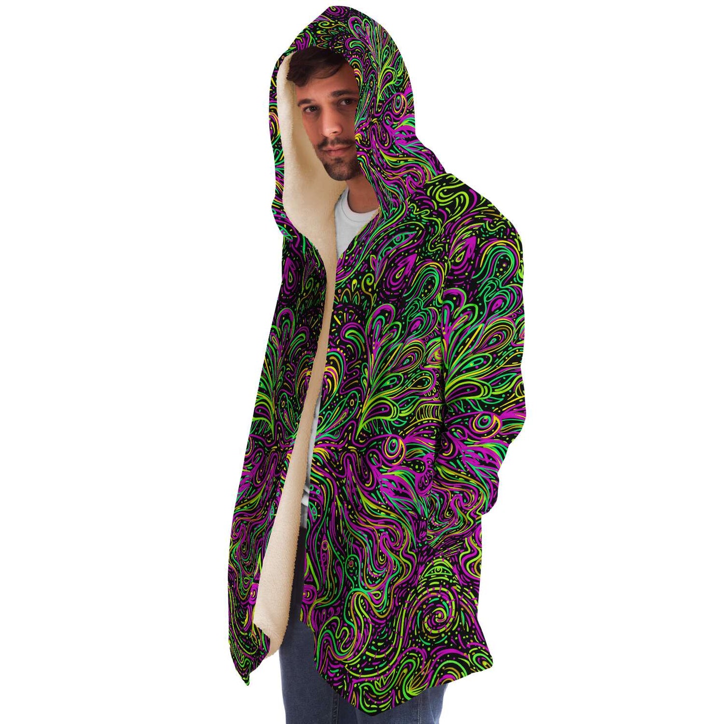 Neon Black Symmetrical Psychedelic Rave Cloak