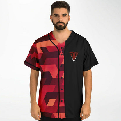 Red 3D Isometric Rave Baseball Jersey