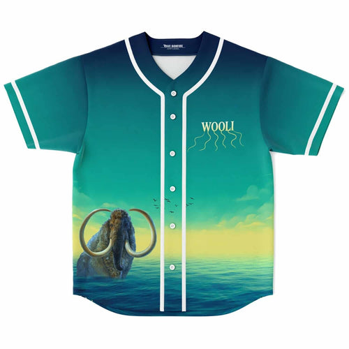 Wooli Teal Yellow Woolly Mammoth Rave Baseball Jersey