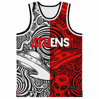 ATLiENS Split Black Psychedelic Line Rave Basketball Jersey