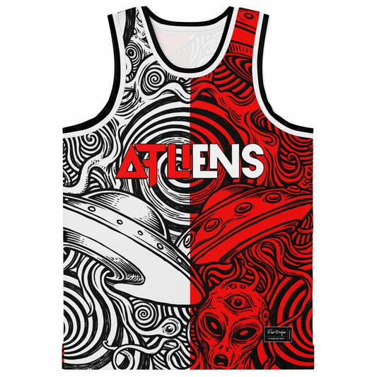 ATLiENS Split Black Psychedelic Line Rave Basketball Jersey