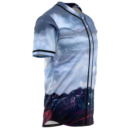 Blue Grey Photographic Mountain Rave Baseball Jersey