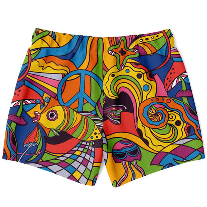 Rainbow 60S Psychedelic Rave Swim Trunks