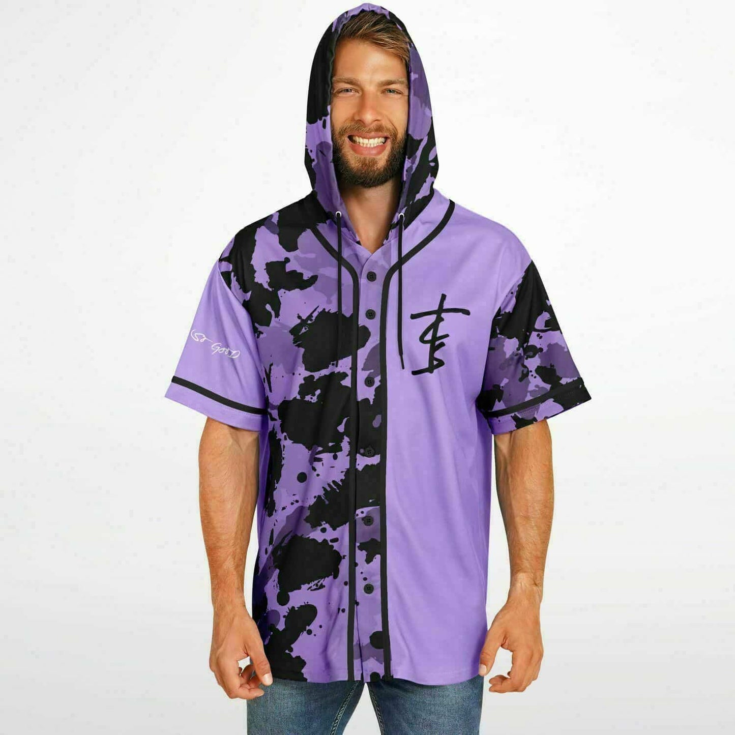 The Chainsmokers Light Purple Black White Rave Hooded Baseball Jersey