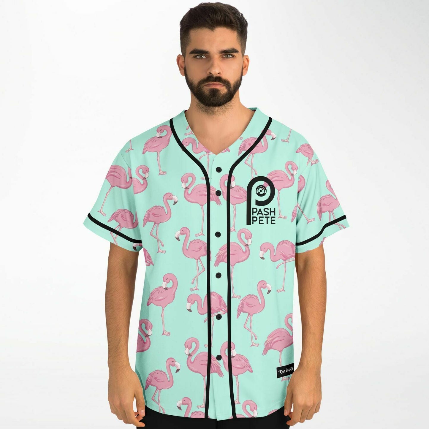 Pash Pete Mint Green Repeating Pink Rave Baseball Jersey