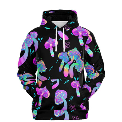 Neon Mushroom Forest Black Rave Hoodie