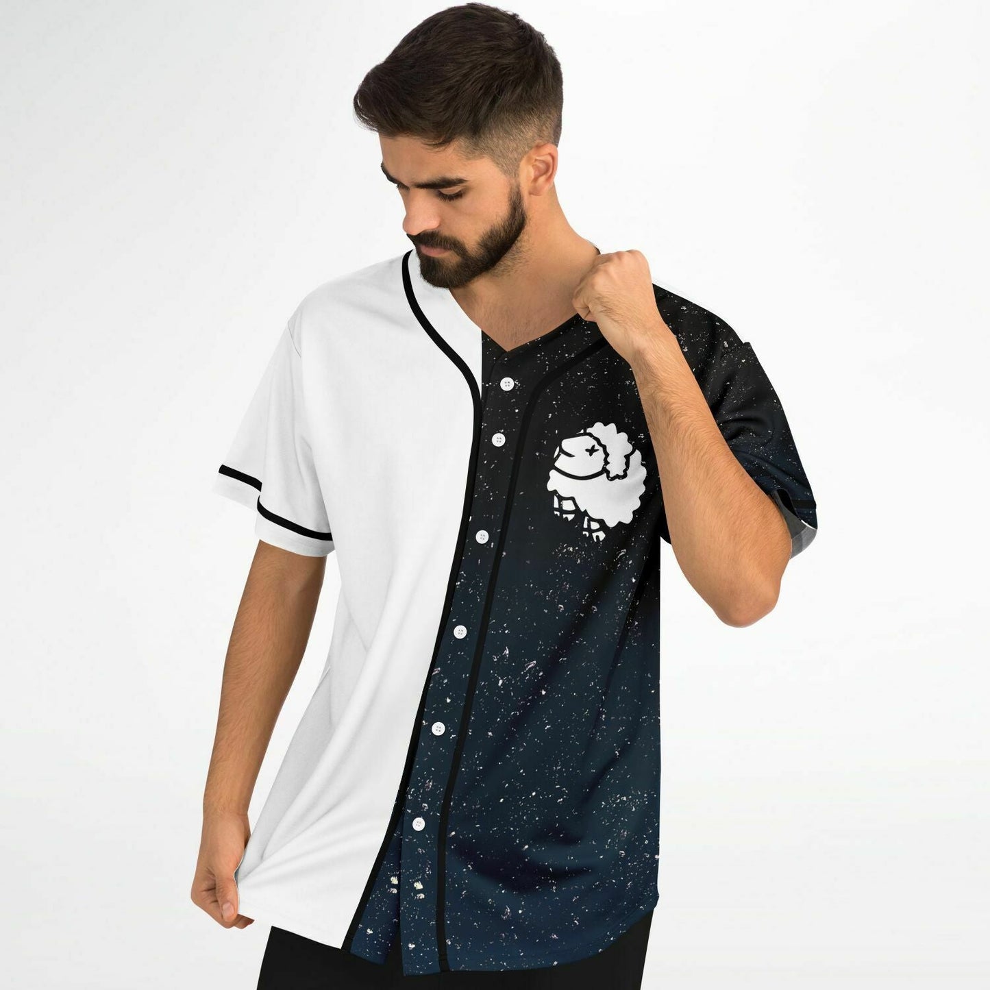 White Black Cartoon Sheep Rave Baseball Jersey