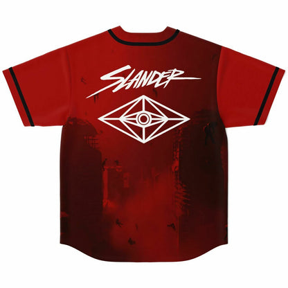 Slander Bright Red Two Shadowy Rave Baseball Jersey